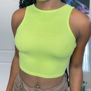Neon green tank with back out size 0